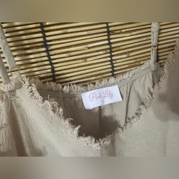 Pink Lily Beige Tiered Kids Dress - Picture 4 of 4